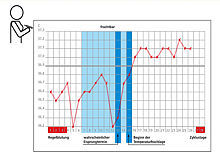 Grafik zeigt beispielhaft die Verlaufskurve der Aufwachtemperatur über einen Monat